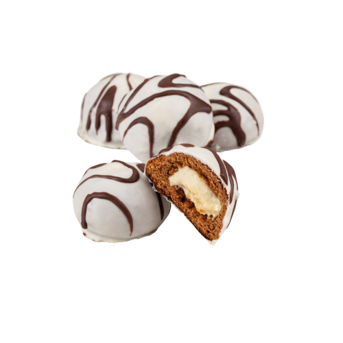 Пряник заварной Нежность в белой глазури с начинкой пряженое молоко Сладкая Долина